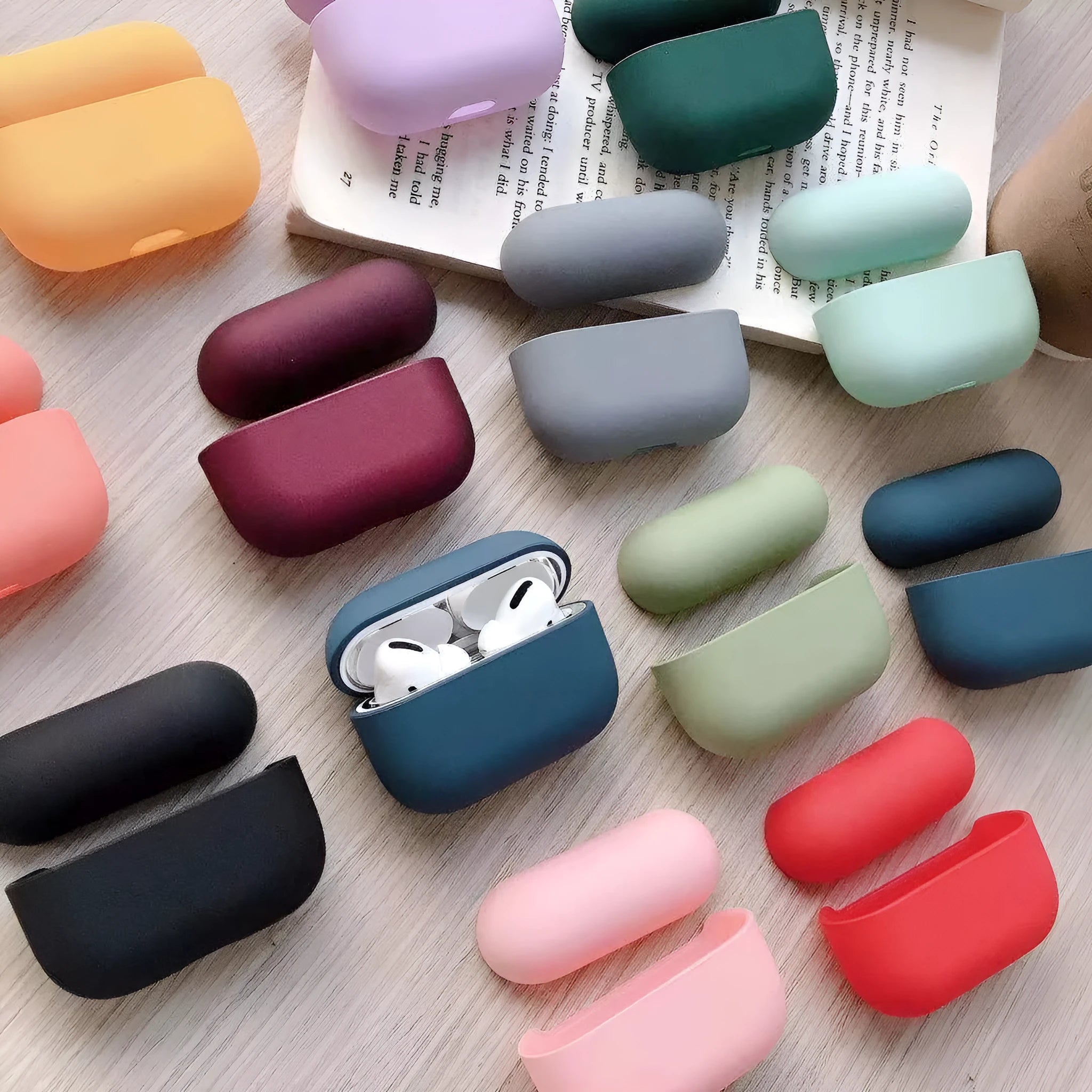 Plastic protective case for Apple AirPods Pro headphones in multiple colour options.