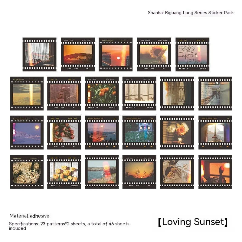 Box of Nordic style decorative stickers showing six colour themes with 44mm square sizing