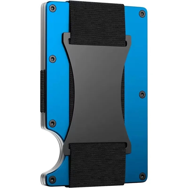 Metal card bag wallet with RFID anti-theft blocking, solid colour, frosted finish, unisex coin and card holder