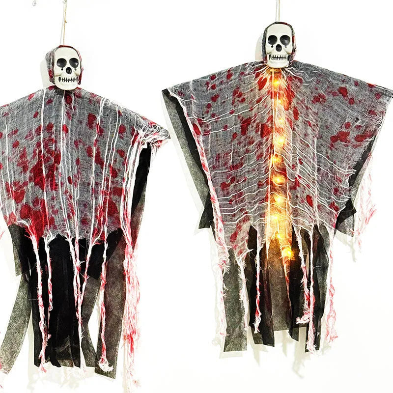 Luminous blood-dyed skull hanging ghost Halloween outdoor decoration with glow-in-the-dark features