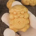 Solid bamboo Take Money carving ornament measuring 4.5cm tall and 3.5cm wide.