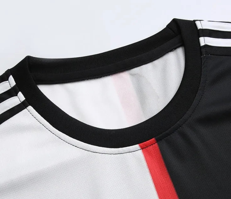 Men's cotton football uniform black white one size front view