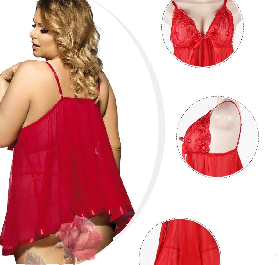 Women's purple lace sling dress sleepwear with mesh panels on mannequin