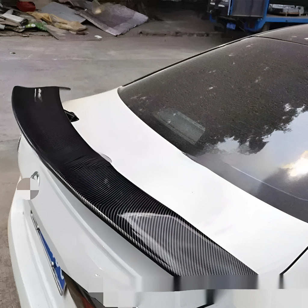 Universal punch-free ABS car spoiler tail wing in bright black finish.