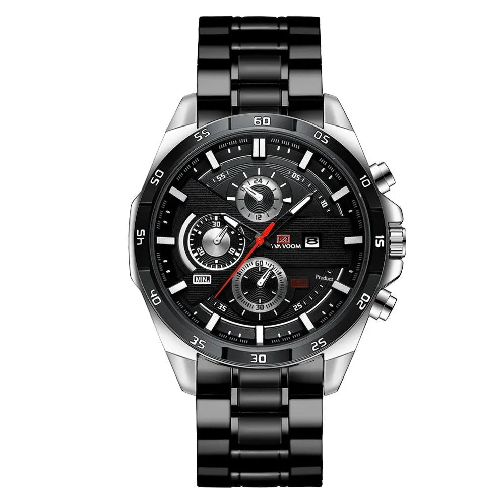 Men's business calendar quartz watch with waterproof design in multiple colour combinations