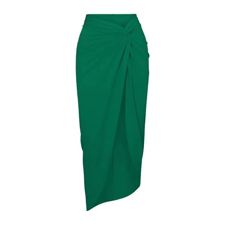 Women's one-piece swimsuit with gauze skirt in polyester fabric, showing sleeveless design