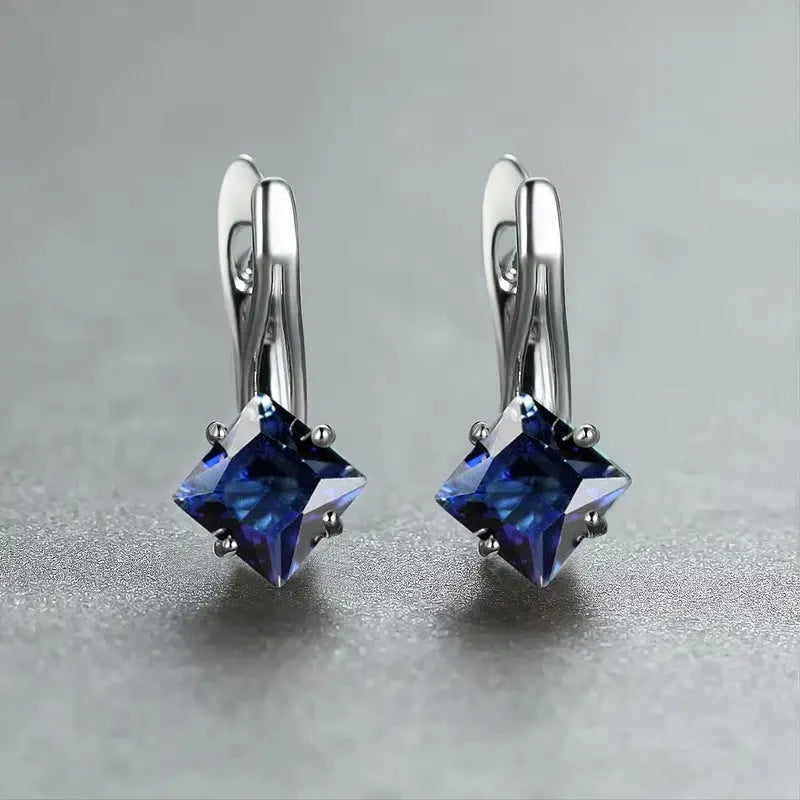 Women's copper earrings with diamond design pattern in blue, green and plain colour options