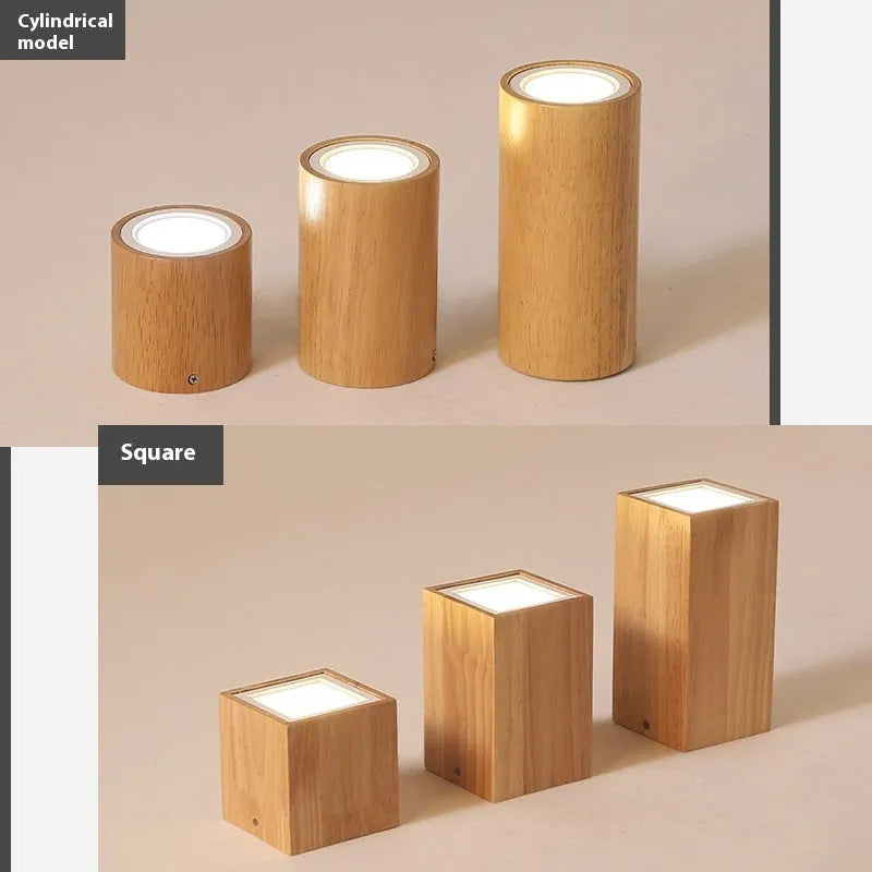 Modern simple solid wood surface mounted downlight in square or round shape for corridor or entrance.