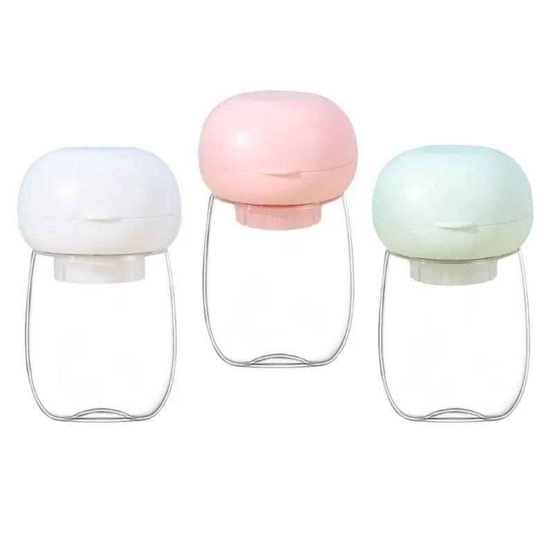 Portable dog water bottle with press-button cup in white on a green background