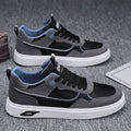 Men's Korean-style canvas board shoes in black with mesh lining and round toe design