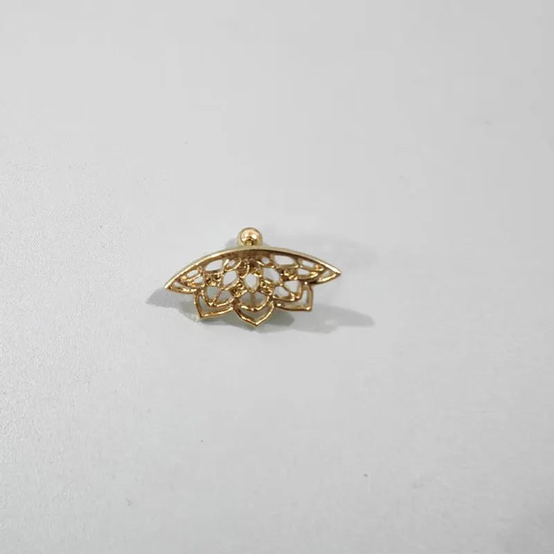 Spider web stud earrings with geometric mesh pattern in gold and silver electroplated colours