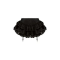Black micro transparent top, lace cake dress, and knitted shawl three-piece Gothic set for women, summer style, Asian sizes