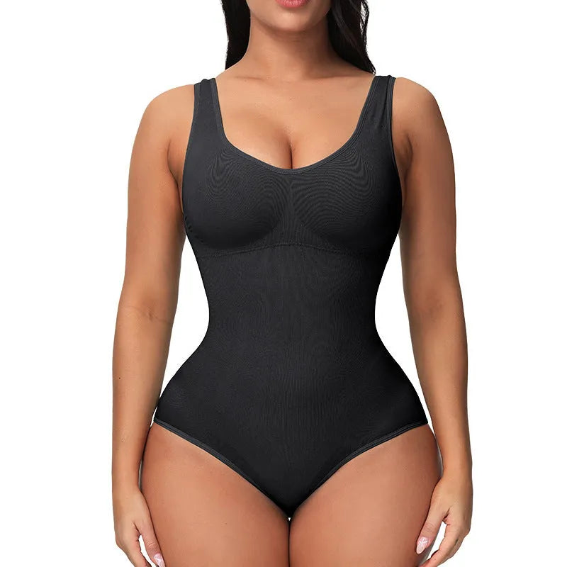 Seamless nylon corset bodysuit for waist support and body sculpting in five colour options