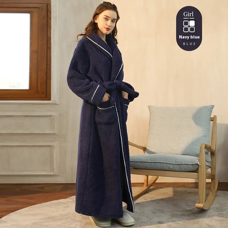 Plus size thickened flannel bathrobe for couples in winter with super thick 301-350 gsm fabric
