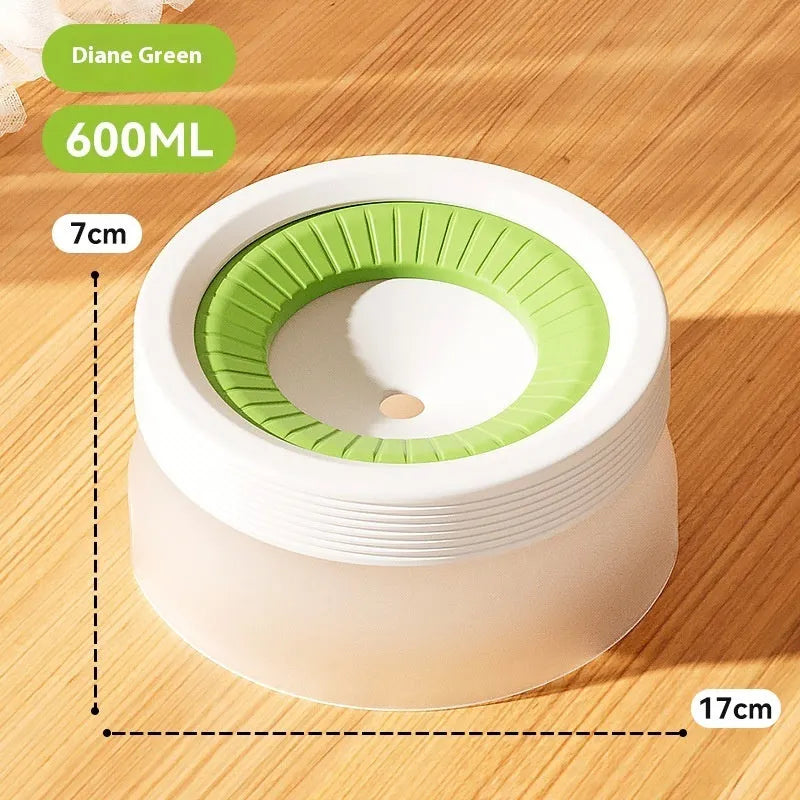 Green suspended pet water bowl and plate for dogs and cats