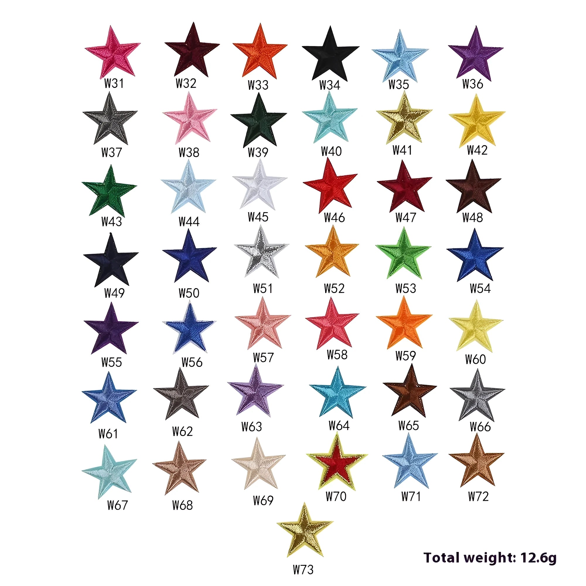 Colourful five-pointed star cloth embroidery stickers for DIY clothing decoration and craft projects