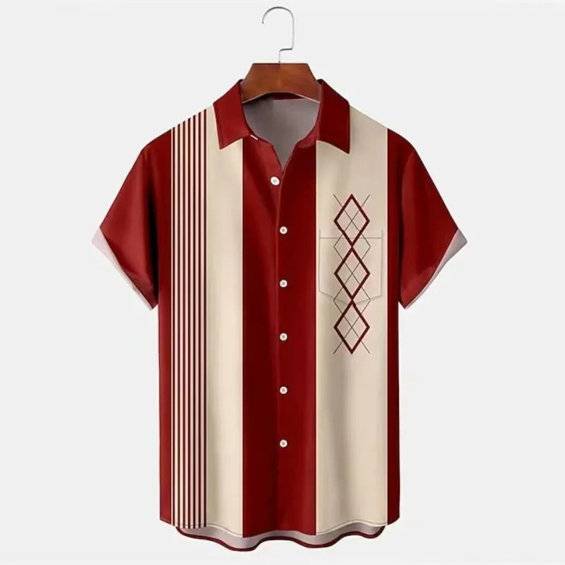Men's slim fit short sleeve shirt with detailed 3D floral pattern digital printing