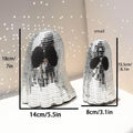 Silver Halloween ghost mosaic decoration made from embroidered glass with detailed inlay patterns