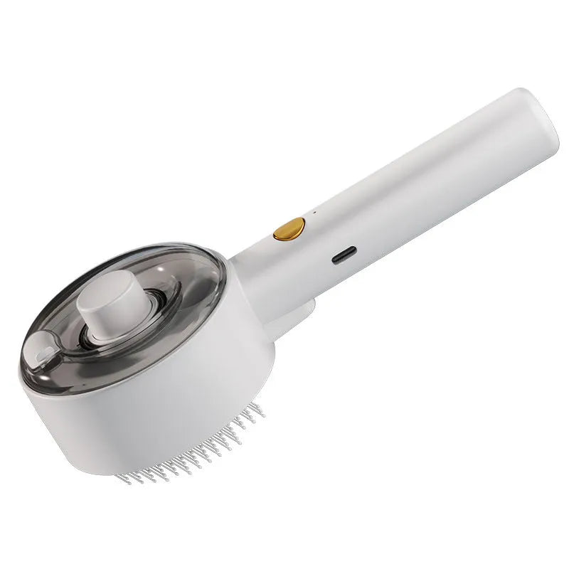 Ceramic White pet grooming brush with UVC light and spray mist function for dogs and cats.