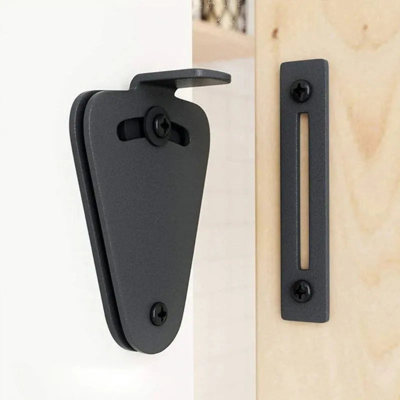 Black stainless steel sliding barn door lock for S or M size door gaps