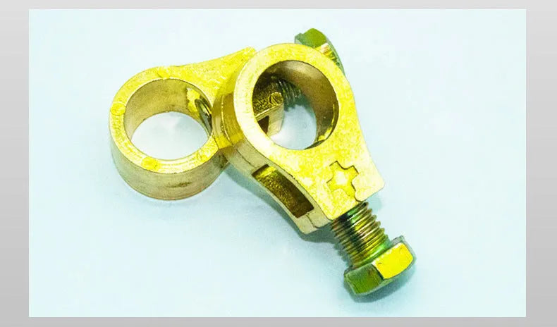 Pure copper automotive battery clamp with hinged design