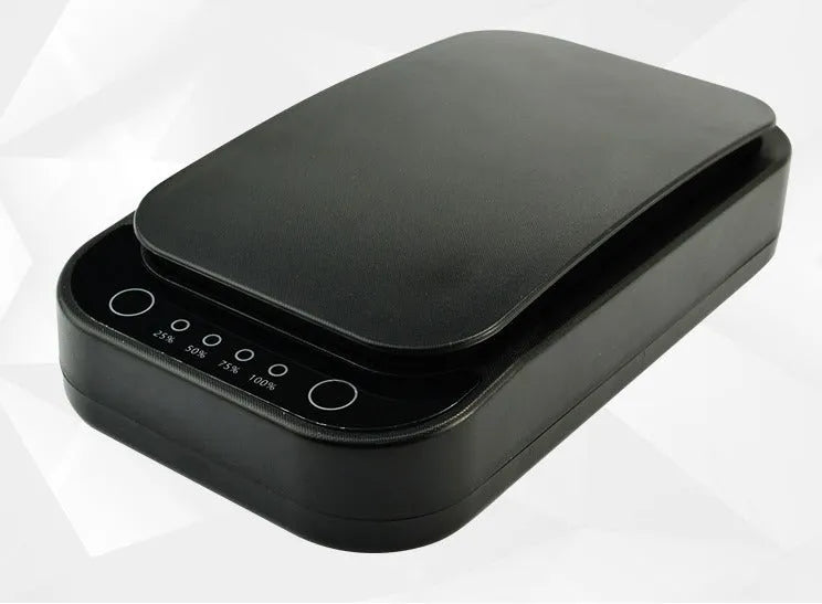 Blue and white ultraviolet disinfection box for mobile phones with aromatherapy function.
