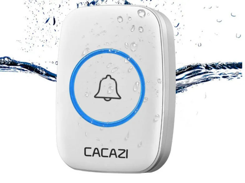 Wireless doorbell system with plug-in receiver and battery transmitter showing colour options