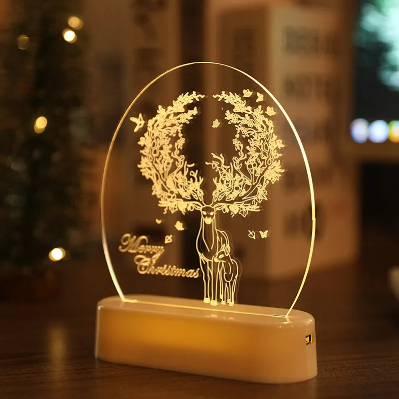 LED fairy string lights with 3D acrylic Santa Claus silhouette, warm white glow, 17.2cm by 13cm
