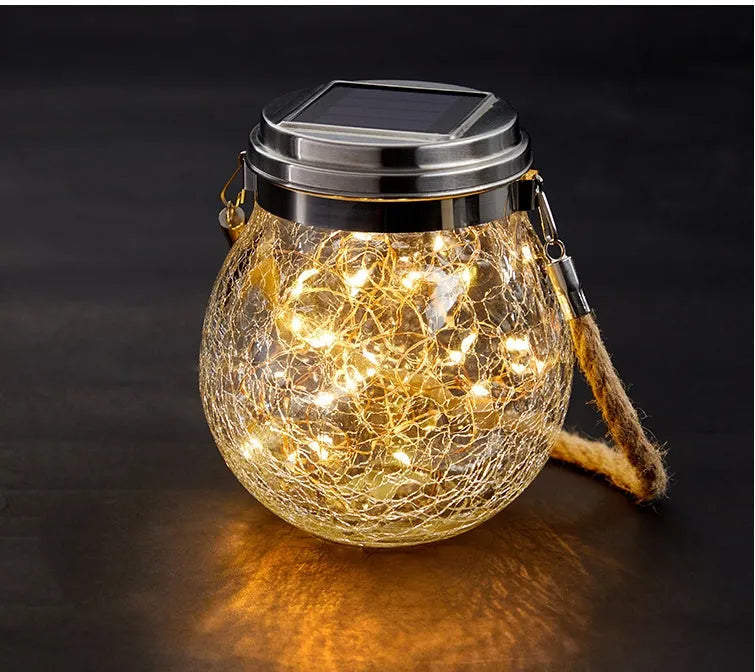 Solar garden light with IP65 waterproof rating and ordinary toughened glass construction in round shape