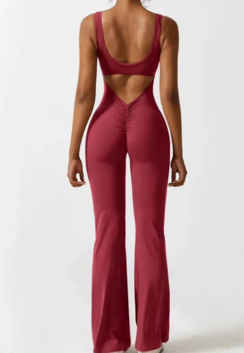 Women's tight yoga bodysuit jumpsuit in milk silk fabric with built-in chest pad
