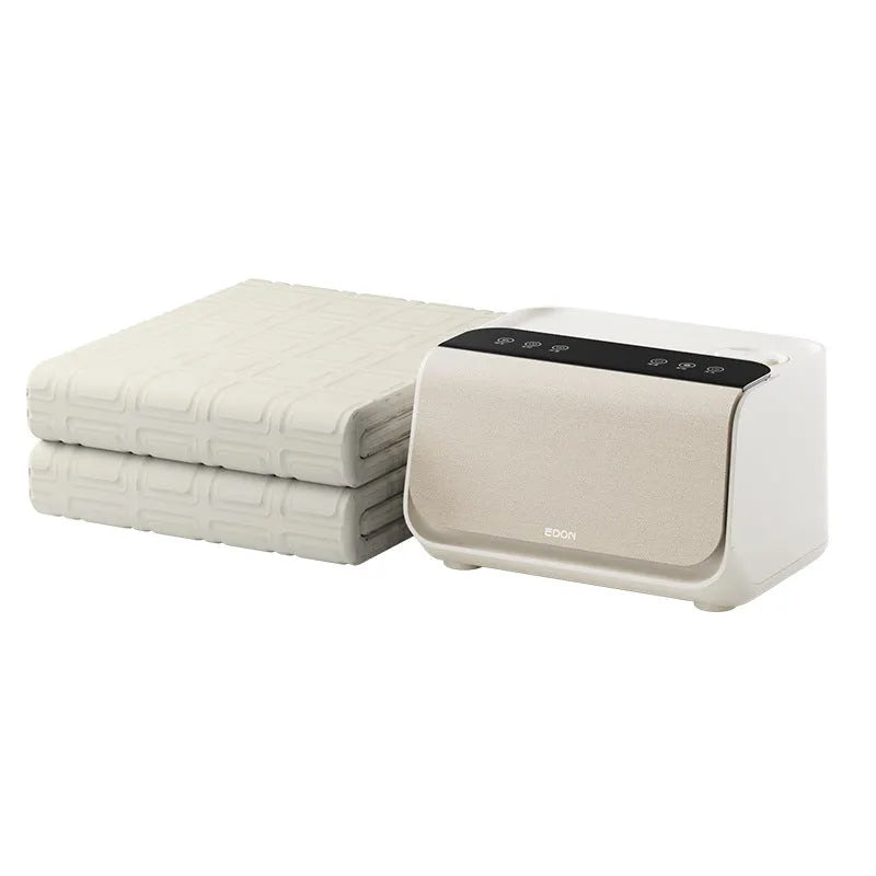 White electric water blanket with smart control host showing two size options for bed or seating heating
