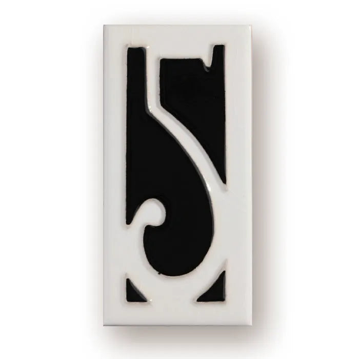 Handmade retro enamel ceramic doorplate showing a number, dimensions 76mm by 152mm