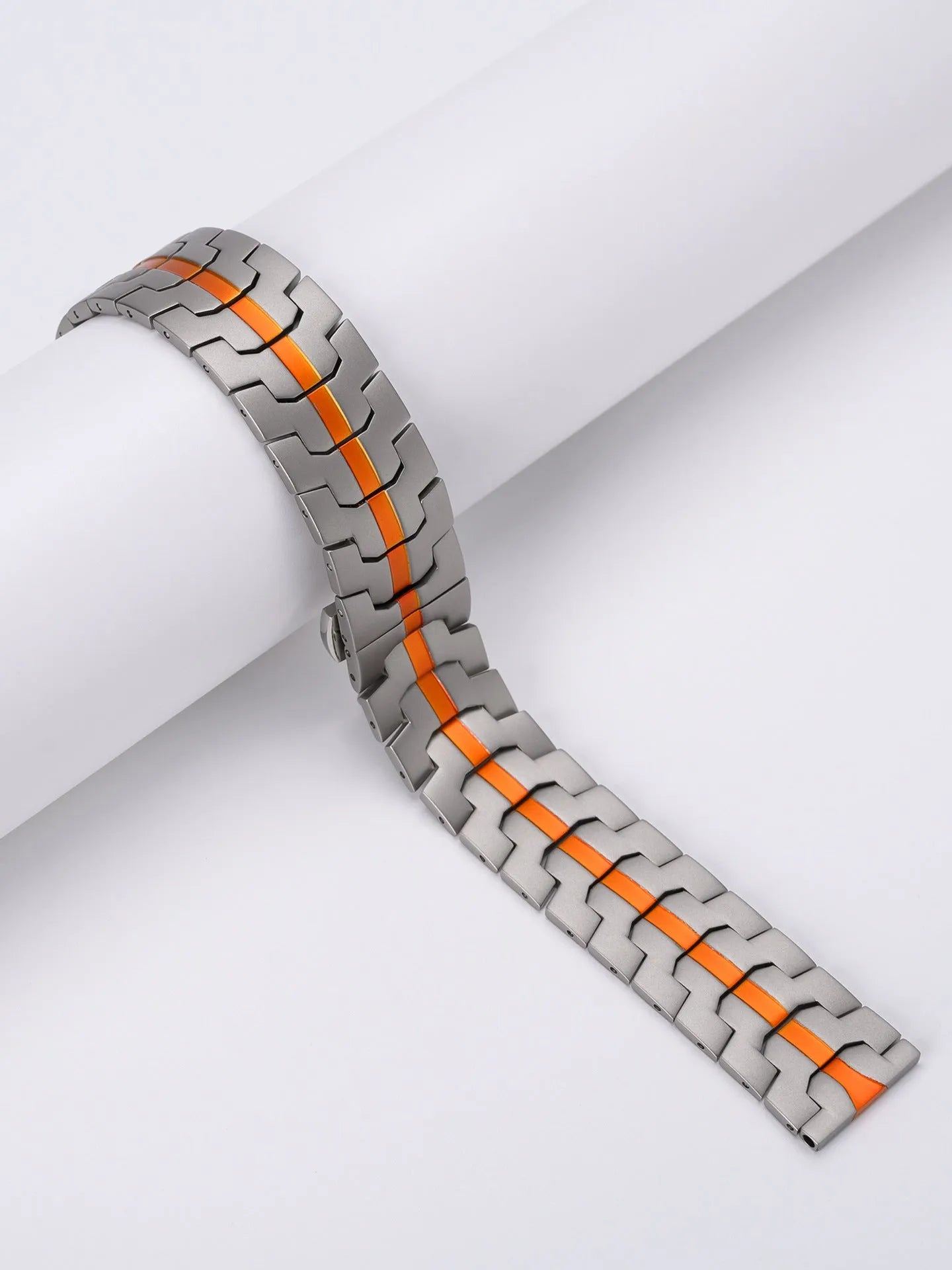 Stainless steel metal watch band for Samsung Galaxy Watch showing colour options on a watch case