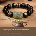 Hetian jade bead bracelet with black and red adjustable braided cord, Chinese style jewellery.