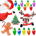 Christmas decorative set with reflective bulb and wire shapes on a magnetic backing for car and fridge decoration.