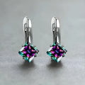 Women's copper earrings with diamond design pattern in blue, green and plain colour options