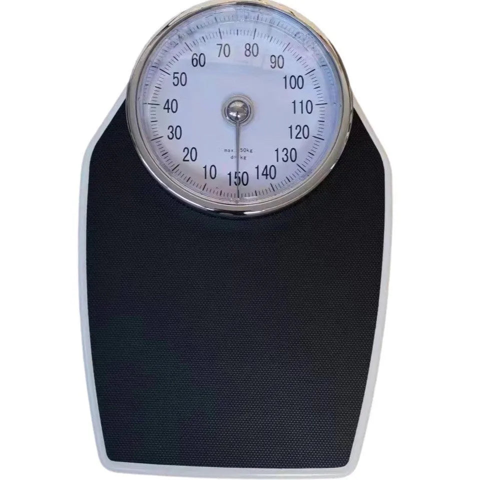 Black mechanical pointer body weight scale with large dial display