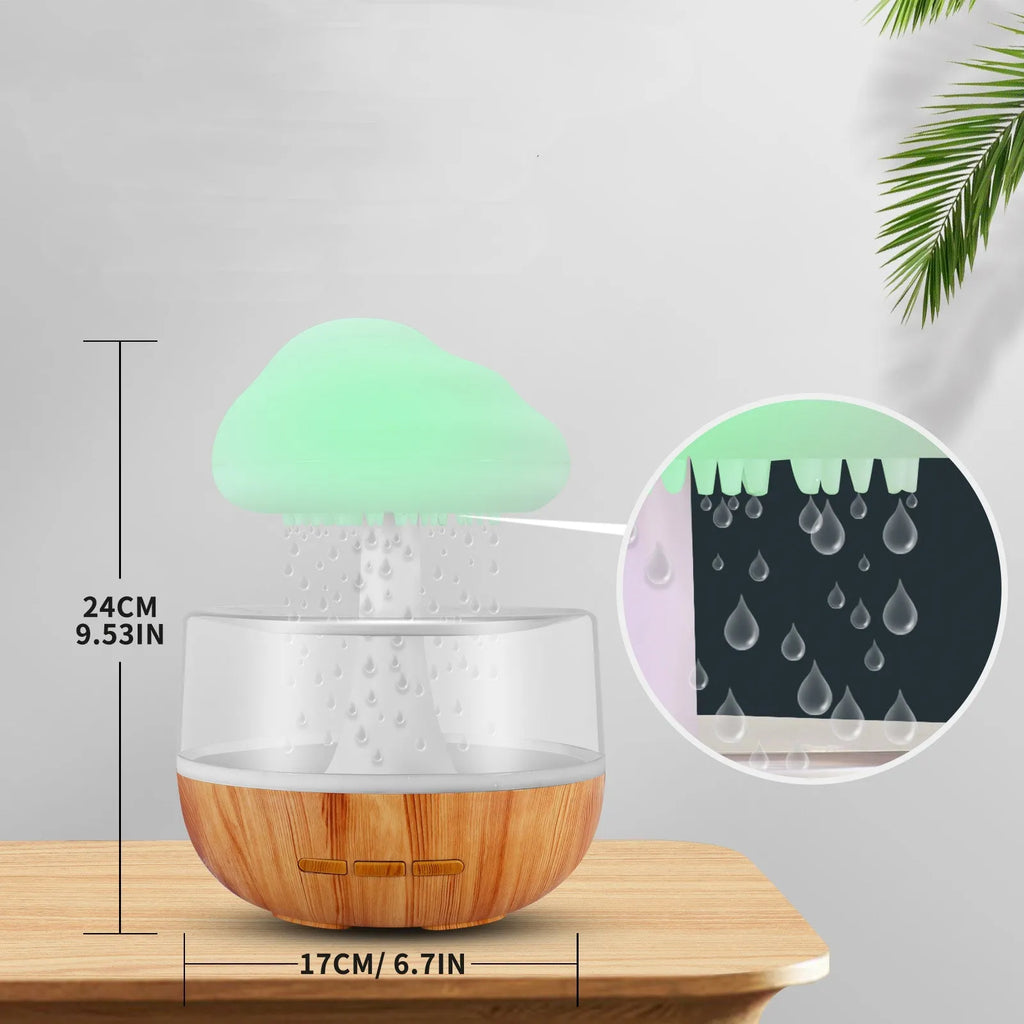 White cloud-shaped ultrasonic humidifier and essential oil diffuser with colour-changing LED night light.