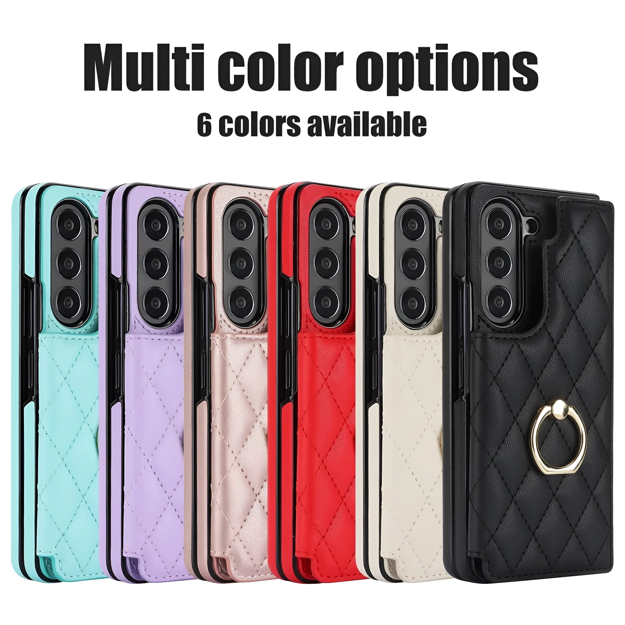 Samsung ZFold ring double buckle PU case black back cover with folding shell design