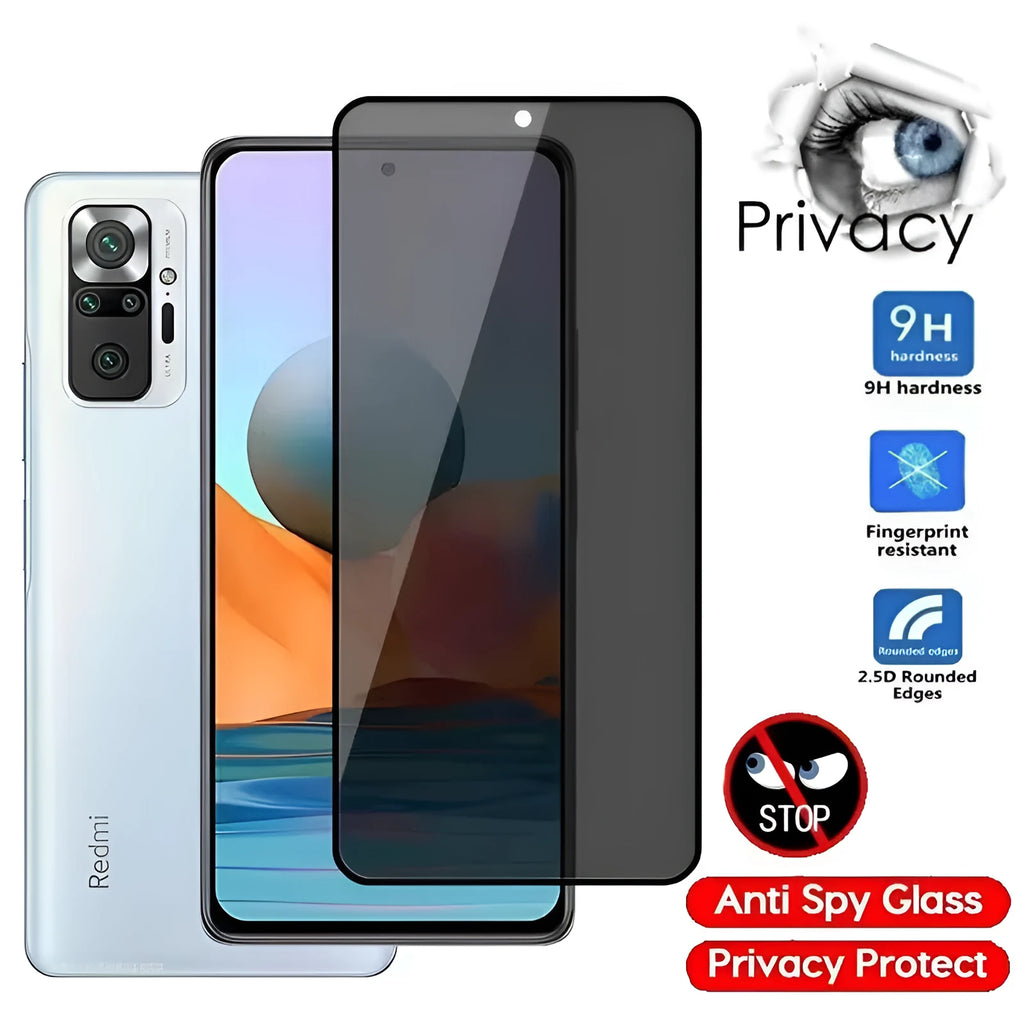 Anti-spy privacy screen protector for Poco and Redmi smartphones including Note 10 and F3 models