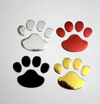 PVC car bumper sticker with hand-shaped brush dog footprint design in four colour options