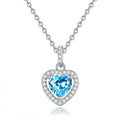 S925 sterling silver heart necklace with inlaid natural gemstone pendant on adjustable cross chain