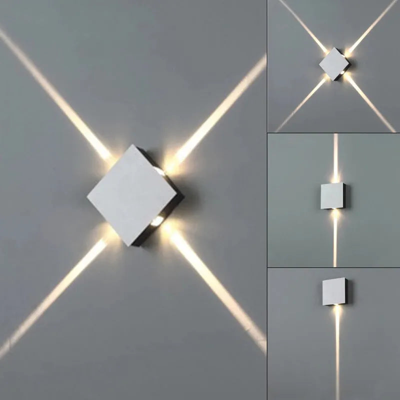 Modern square and round LED aluminium wall light with iron lampshade for living room or bedroom