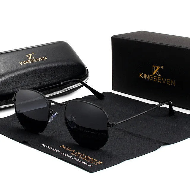 Men's classic round-frame sunglasses with a metal build in a black colour option.
