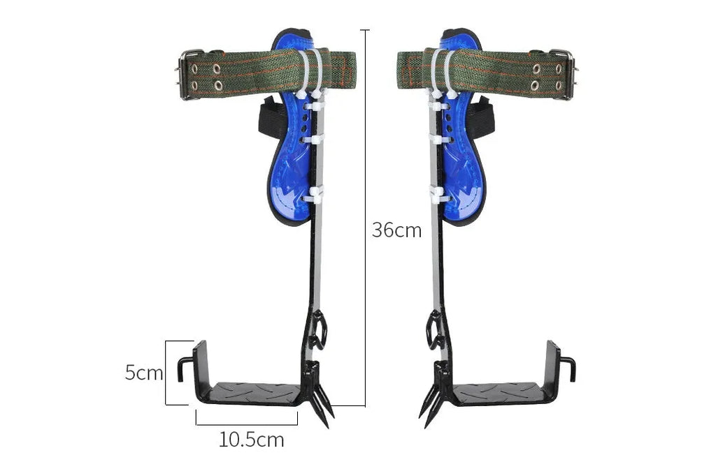 Blue tree climbing tool belt with five stainless steel claws for outdoor climbing use
