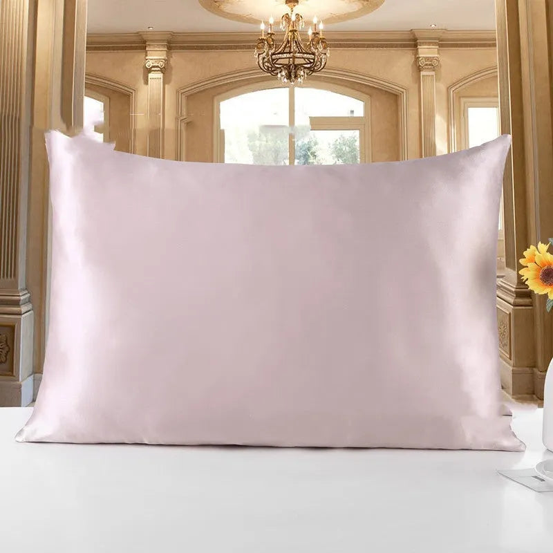 Double-sided 19 momme mulberry silk pillowcase shown in one of fourteen colours, featuring three size options.