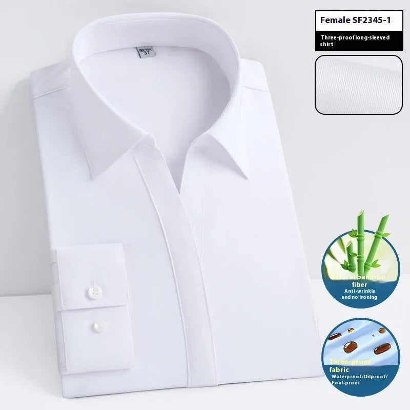 Men's bamboo fibre waterproof work shirt with square collar in slim fit business formal style