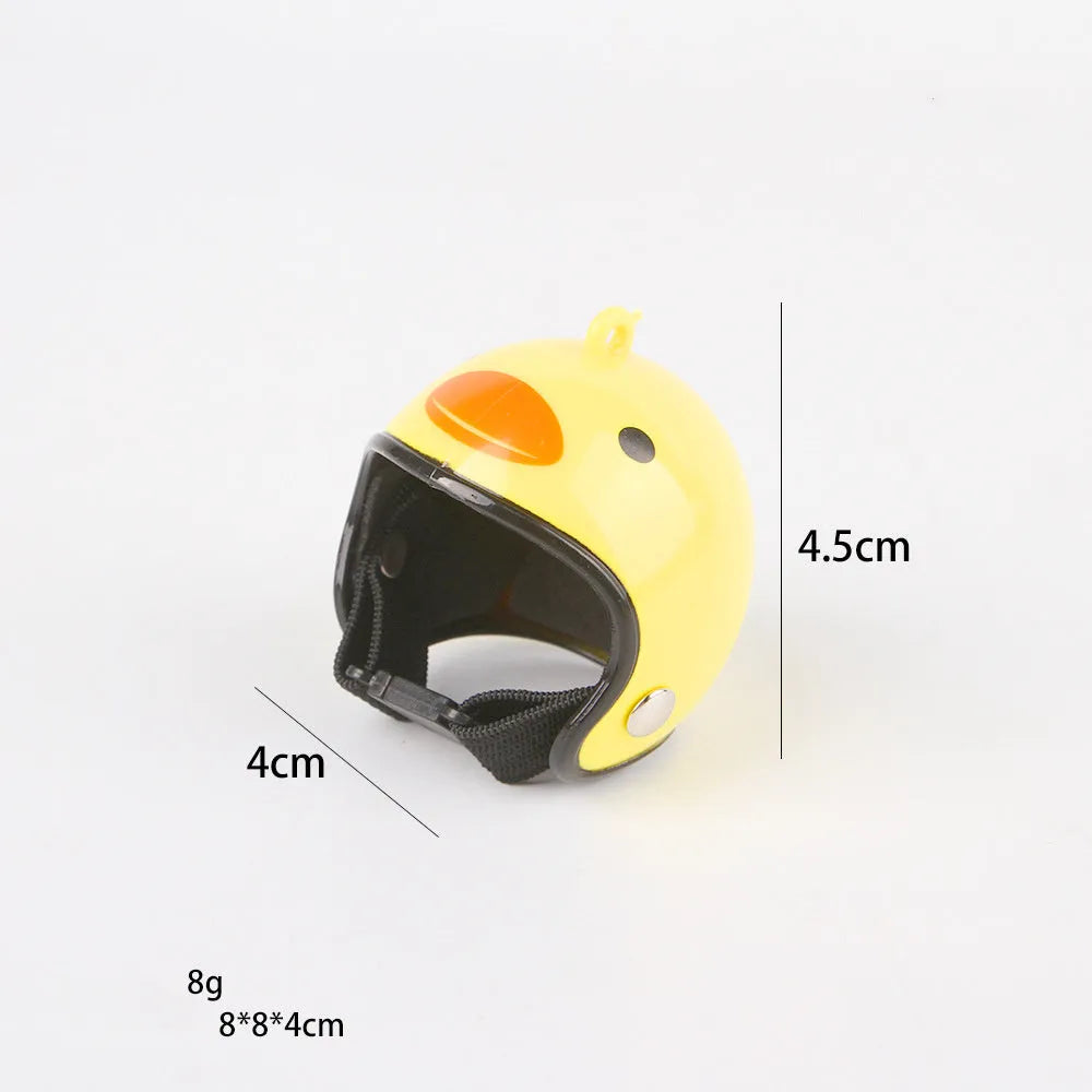 Adjustable plastic chicken helmet for small pet protection with elastic bands and sponge lining