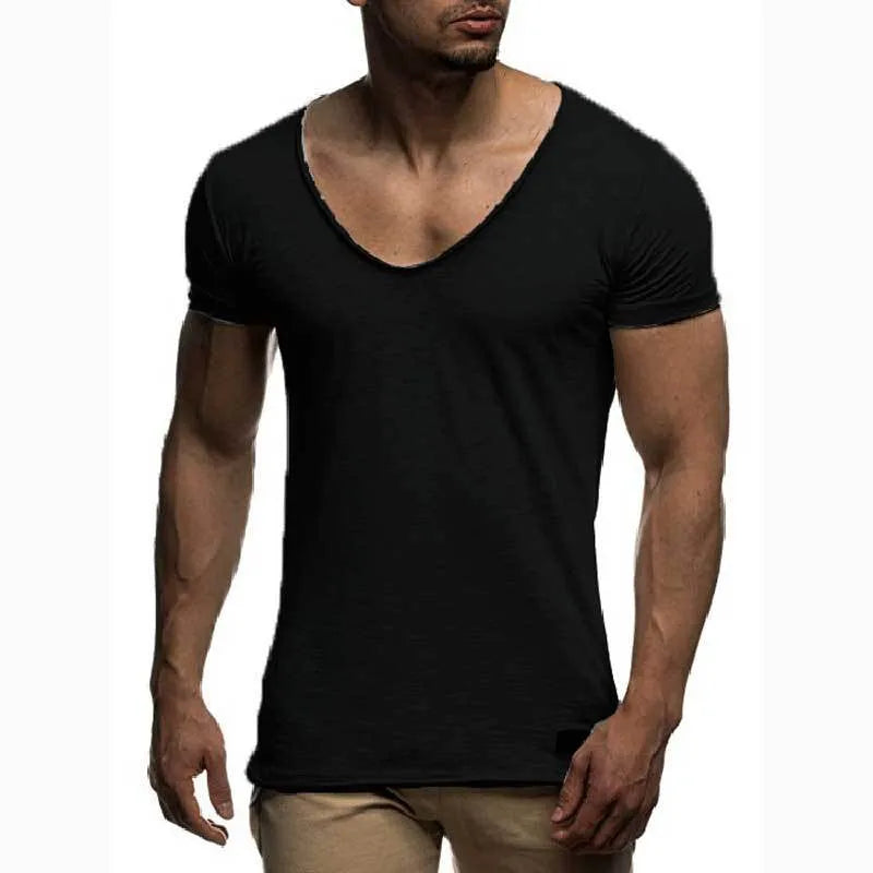 Men's v-neck short sleeve t-shirt in modal fabric, slim fit, available in multiple colours