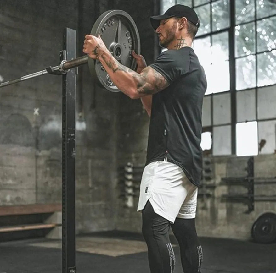 Men's cotton blend gym shirt in multiple colours with size options for fitness workouts